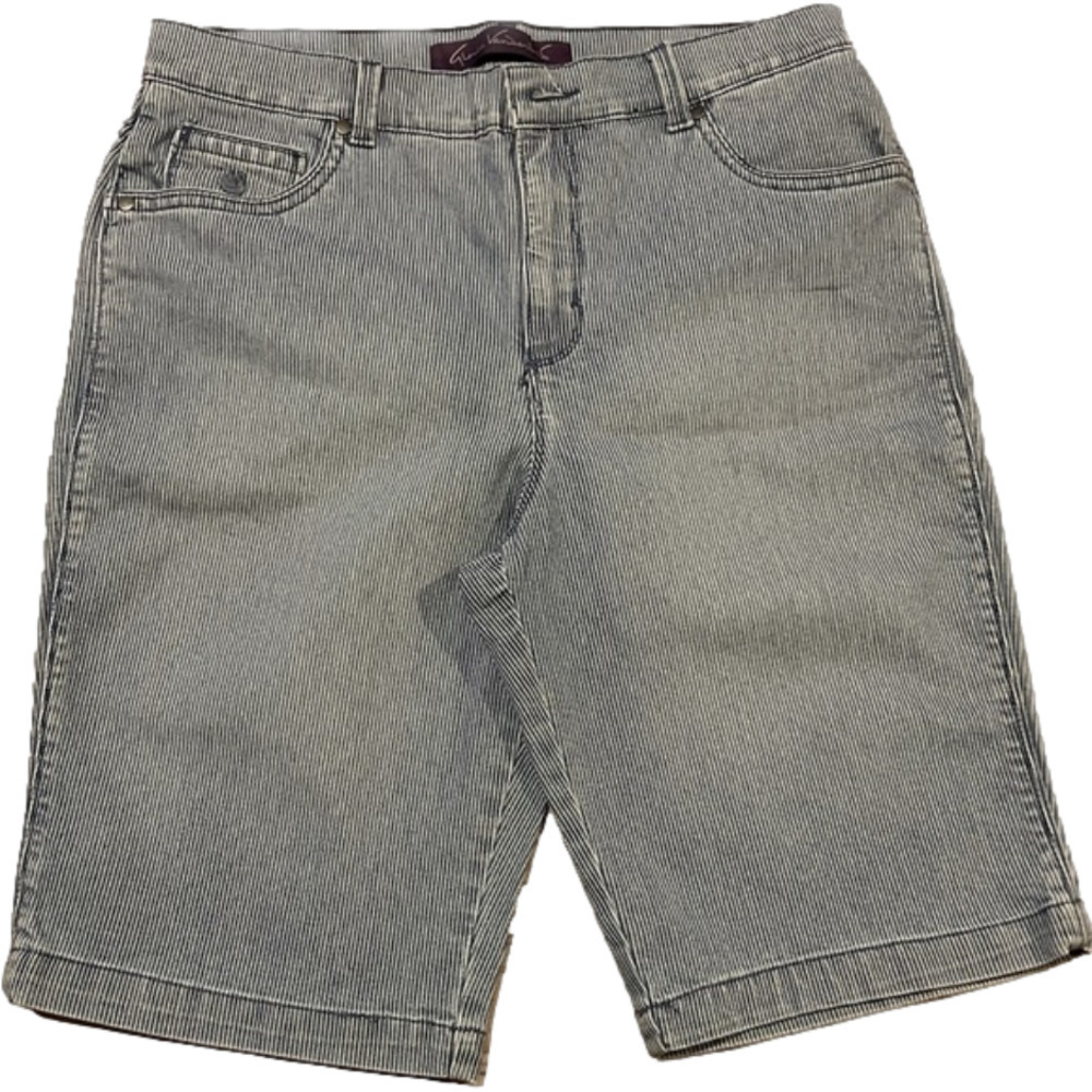 Gloria Vanderbilt Striped Jean Shorts (Sz 8)